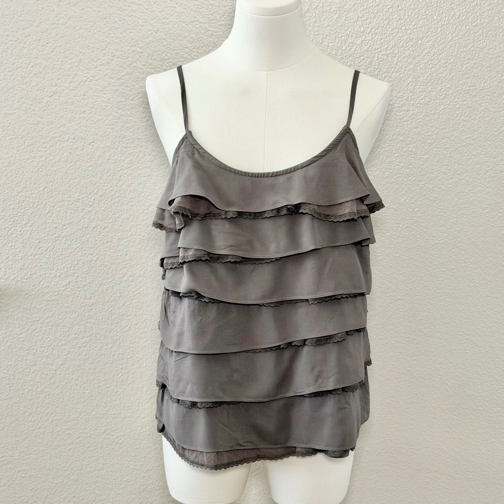 NWT Ella Moss Ruffle Lace Cami Gray Tiered Y2K Romantic Boho Indie Sleaze USA M - Picture 7 of 12